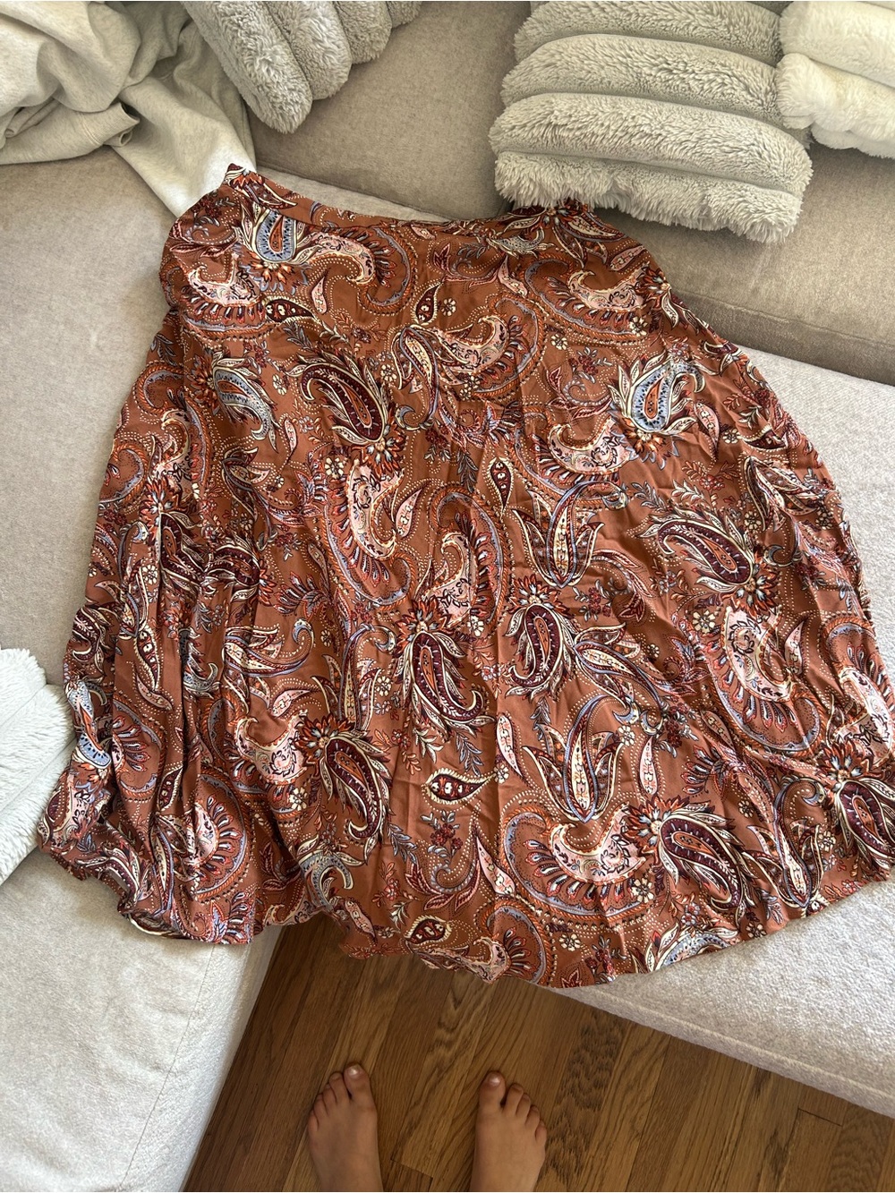 Rust Paisley Skater Skirt